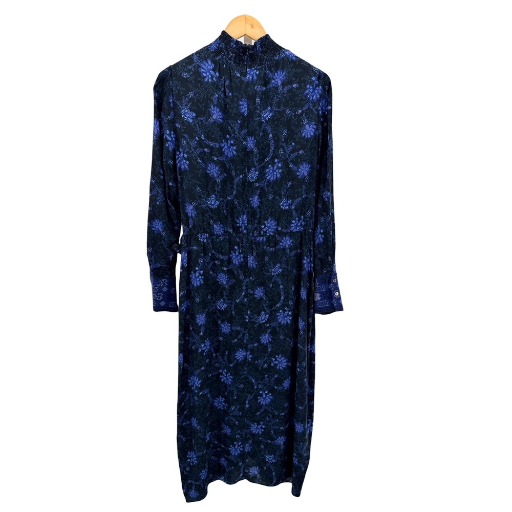 Kobi Halperin Hunter Mock Neck Long Sleeve Midi Dress Size L Blue Floral - Picture 4 of 8